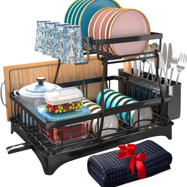 Godboat Dish Drying Rack with Drainboard