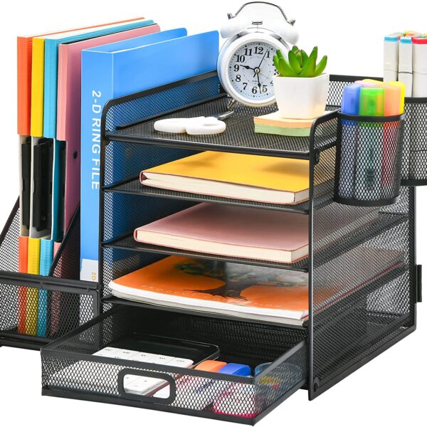 Marbrasse Desk Organizer with File Holder