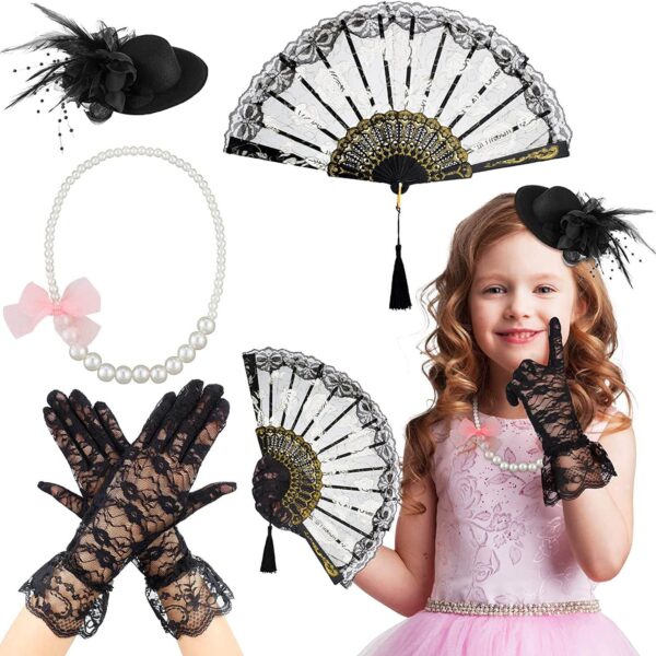 Sintege 4 Pieces Girls Tea Party Supplies Tea Party Gloves